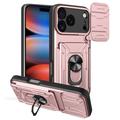iPhone 17 Pro Hybrydowe Etui z Pierścieniem Obrotowym z Osłoną Aparatu - Różowe Złoto
