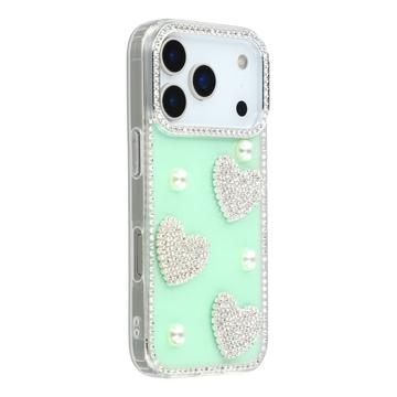 Etui hybrydowe iPhone 17 Pro Lśniąca miłość i perła - zielone