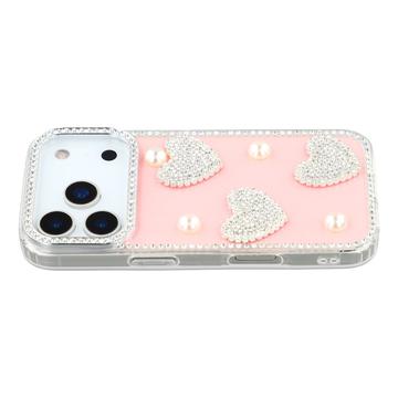 Etui hybrydowe iPhone 17 Pro Lśniąca miłość i perła - różowe