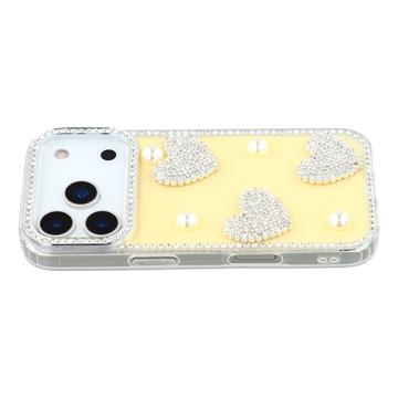 Etui hybrydowe iPhone 17 Pro Lśniąca miłość i perła - żółte