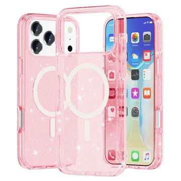 iPhone 17 Pro Hybrydowe Etui Stylish Glitter Series - Zgodność z MagSafe - Róż