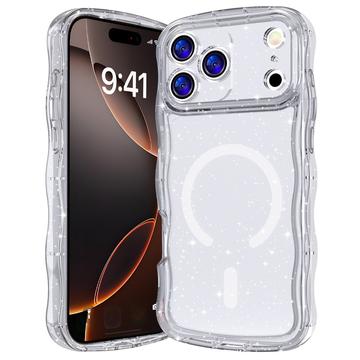 Etui MagSafe iPhone 17 Pro Wave-Edge Laser Glitter - przezroczyste