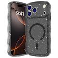 Etui MagSafe iPhone 17 Pro Wave-Edge Laser Glitter - przezroczysta czerń