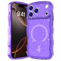 Etui MagSafe iPhone 17 Pro Wave-Edge Laser Glitter - przezroczysto-fioletowe