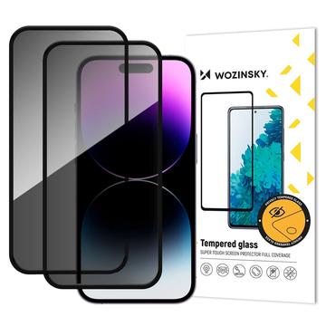 iPhone 17 Pro Wozinsky Super Tough Privacy Tempered Glass - 9H, 2 szt. - Czarna krawędź