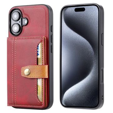 iPhone 17 Retro Style Etui z Portfel - Czerwień