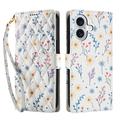 iPhone 17 Etui na portfel z rombowym wzorem kwiatowym