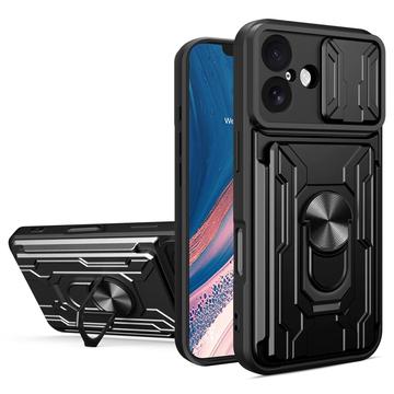 iPhone 17 Hybrydowe Etui z Pierścieniem Obrotowym z Osłoną Aparatu - Czerń
