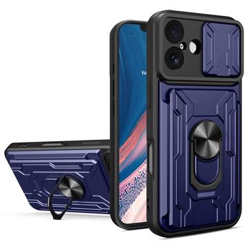 iPhone 17 Hybrydowe Etui z Pierścieniem Obrotowym z Osłoną Aparatu - Błękit