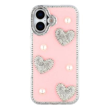 Etui hybrydowe iPhone 17 Lśniąca miłość i perła - różowe