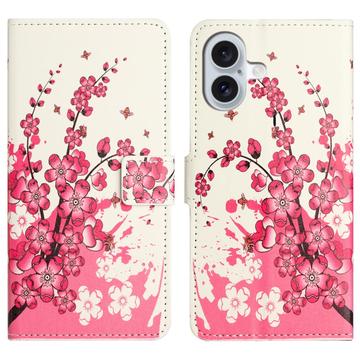 iPhone 17 Etui Portfel Style Seria - Różowe Kwiaty