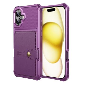 iPhone 17 Etui z TPU ze Schowkiem na Karty - Fiolet