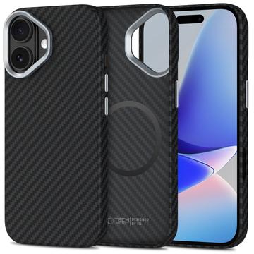 Plastikowe etui iPhone 17 Tech-Protect Ion Carbon - kompatybilne z MagSafe - czarny / srebrny