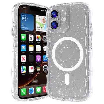 Etui MagSafe iPhone 17 Wave-Edge Laser Glitter - przezroczyste
