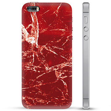 Etui TPU - iPhone 5/5S/SE - Czerwony Marmur