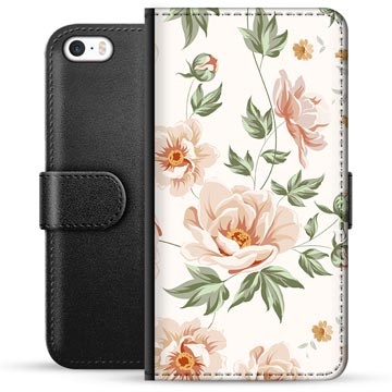 Etui Portfel Premium - iPhone 5/5S/SE - Kwiatowy