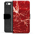 Etui Portfel Premium - iPhone 5/5S/SE - Czerwony Marmur