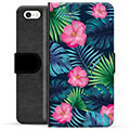 Etui Portfel Premium - iPhone 5/5S/SE - Tropikalne Kwiaty