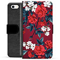 Etui Portfel Premium - iPhone 5/5S/SE - Vintage Kwiaty