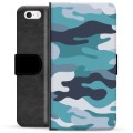 Etui Portfel Premium - iPhone 5/5S/SE - Niebieski Moro