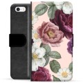 Etui Portfel Premium - iPhone 5/5S/SE - Romantyczne Kwiaty