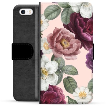 Etui Portfel Premium - iPhone 5/5S/SE - Romantyczne Kwiaty