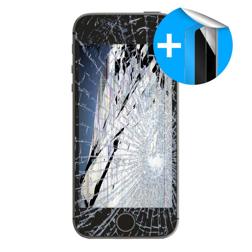 Naprawa LCD z Osłoną na Ekran iPhone 5S - Kolor Czarny - Jak Naprawić Czarny Ekran W Telefonie
