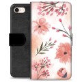 Etui Portfel Premium - iPhone 7/8/SE (2020)/SE (2022) - Różowe Kwiaty