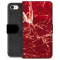 Etui Portfel Premium - iPhone 7/8/SE (2020)/SE (2022) - Czerwony Marmur