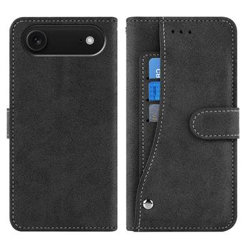 iPhone Air Eleganckie etui z portfelem w stylu retro z obrotowym uchwytem na karty - czarne