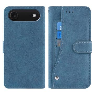 iPhone Air Eleganckie etui z portfelem w stylu retro z obrotowym uchwytem na karty - niebieski