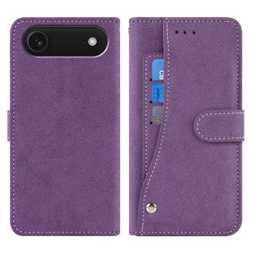 iPhone Air Eleganckie etui z portfelem w stylu retro z obrotowym uchwytem na karty - fioletowe