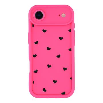 Wstrząsoodporne etui TPU iPhone Air Heart Pattern z podniesionymi krawędziami - Ciemny Róż