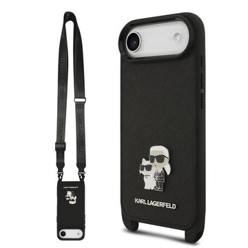 iPhone Air Etui Karl Lagerfeld Saffiano Crossbody Metal Karl & Choupette - Czerń