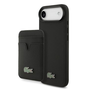 Etui MagSafe i magnetyczny uchwyt na karty iPhone Air Lacoste Iconic Petit Pique - czarny