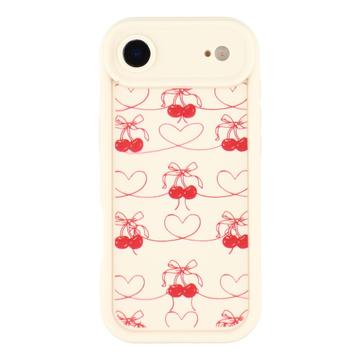 Stylowe, wstrząsoodporne etui TPU iPhone Air z podniesionymi krawędziami - biały / Wiśnie z kokardką