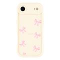 Stylowe, wstrząsoodporne etui TPU iPhone Air z podniesionymi krawędziami - białe / kokardka
