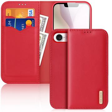 Skórzane Etui z Portfelem iPhone 16e Dux Ducis Hivo - Czerwień
