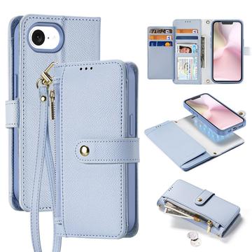 iPhone 16e Dux Ducis Lawa Etui portfelowe skórzane z magnetycznym pokryciem - Lazurowy