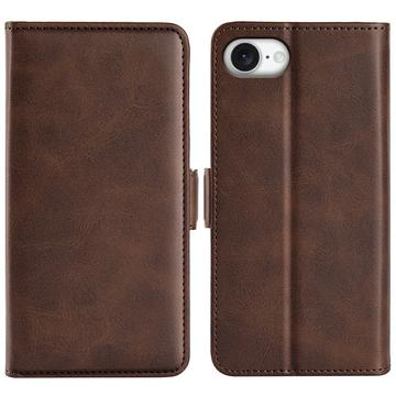 iPhone 16e Etui portfelowe z magnetycznym zamknięciem - tekstura cielęca - brązowy