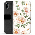 Etui Portfel Premium - iPhone X / iPhone XS - Kwiatowy