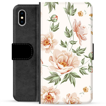 Etui Portfel Premium - iPhone X / iPhone XS - Kwiatowy