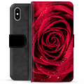 Etui Portfel Premium - iPhone X / iPhone XS - Róża