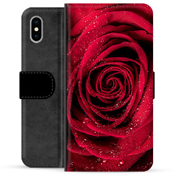 Etui Portfel Premium - iPhone X / iPhone XS - Róża