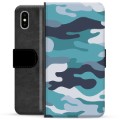 Etui Portfel Premium - iPhone X / iPhone XS - Niebieski Moro