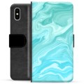 Etui Portfel Premium - iPhone X / iPhone XS - Błękitny Marmur