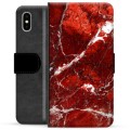 Etui Portfel Premium - iPhone X / iPhone XS - Czerwony Marmur