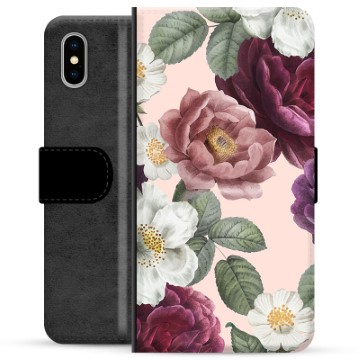 Etui Portfel Premium - iPhone X / iPhone XS - Romantyczne Kwiaty