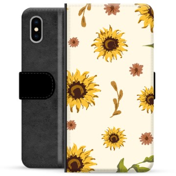 Etui Portfel Premium - iPhone X / iPhone XS - Słonecznik