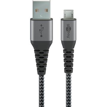 Micro-USB till USB-A textilkabel med metallkontakter 0,5 m14802